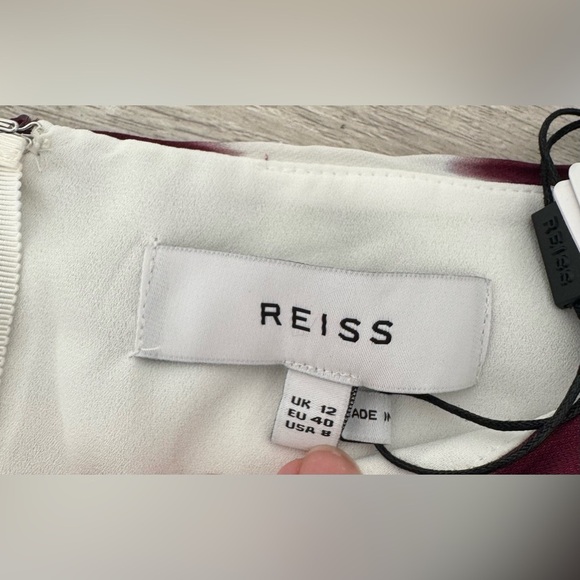 REISS Josephine ikat flippy berry mini skirt Chiffon Party Summer NWT Size 8 - Picture 7 of 8